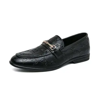 DAFENP/ Обувки Doudou с катарама във формата на кон, ежедневни кожени обувки, Изкуствена кожа, Сватбени Обувки в западен стил от крокодилска кожа, Мъжки Обувки 38-47