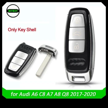 DIYKEY 3 Бутони на Дистанционното на Ключа на Автомобила за Носене на Ключодържател За Audi A6 C8 A7 A8 Q8 2017-2020 Ключодържател Калъф Подмяна на Ново Записване