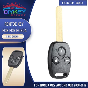 DIYKEY FCCID: G8D 433 Mhz ID46 Чип, дистанционно ключ с 3 Бутона на Ключодържателя 2008 2009 2010 2011 2012 Honda CRV Accord