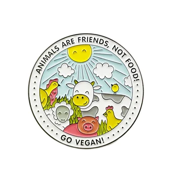 E3838 Go Vegan Брошка Облекло Сладки Неща Икони Животни Жени за Бижута Подарък за Нова Година Раница Аксесоари, Брошки Жени на Ревера