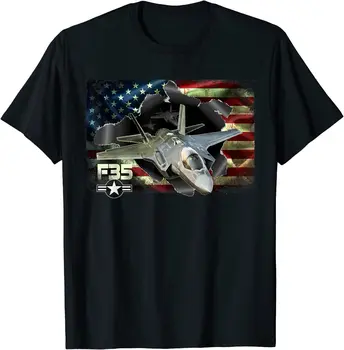 F-35 Lightning Air Force Военен Ветеран Гордост Флаг на САЩ-USAF Мъжка Тениска С Къс Ръкав Ежедневни Лятна Риза От 100% Памук Кръгло деколте