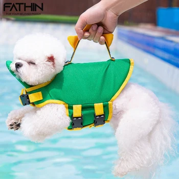 FATHIN Куче Защитен Бански Спасителна Жилетка, Жилетки Със Спасителна Дръжка За Летния Плуване Светоотражающая Дишащи Дрехи За Кучета