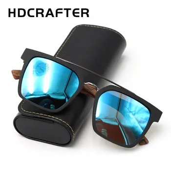 HDCRAFTER Мъжки слънчеви Очила За Шофиране Дървени Мъжки Слънчеви Очила Polarized Модни Големи Слънчеви Очила Дървени Oculos de sol UV400