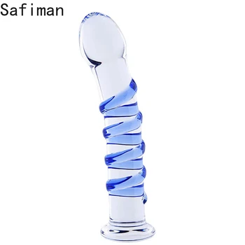 HEYIYI сини вени Crystal пирекс стъкло Вибратор анален пенис накрайник секс играчки за възрастни, стоки за женската мастурбация за жени