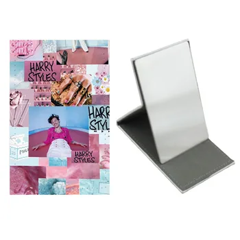 JWEIJIAO ультратонкое складное огледало за грим от неръждаема стомана, устойчив на падане, огледало от изкуствена кожа, Звяр, подарък за дамата FL410