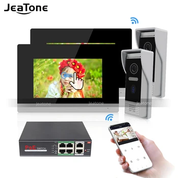 Jeatone Сензорен Екран, Безжичен WIFI видео домофон Домофонна система, видео домофон Вила, Система за Контрол на Достъп, Откриване на Движение от 2 до 2