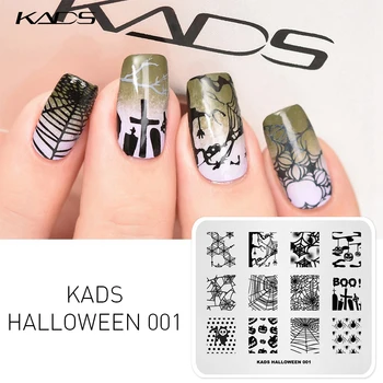 KADS Хелоуин 001 плоча за пробиване на ноктите Призрак и Тыквенная Главата Райета Модел на Изображението Лак За Нокти Печат Плоча Шаблон за Печат
