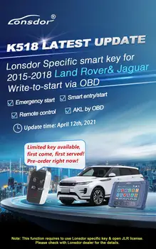 KEYECU Lonsdor Специален смарт ключ за 2015-2018 за Land Rover LR2 LR4 Range Rover Evoque Sport 5 Бутона 315 Mhz/433 Mhz