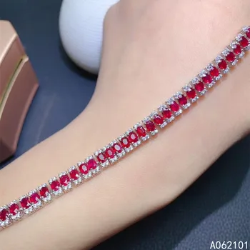 KJJEAXCMY fine jewelry S925 сребро с инкрустирани натурален рубин Момиче благороден ръчно изработени Гривна Подкрепа тест Китайски стил с кутията