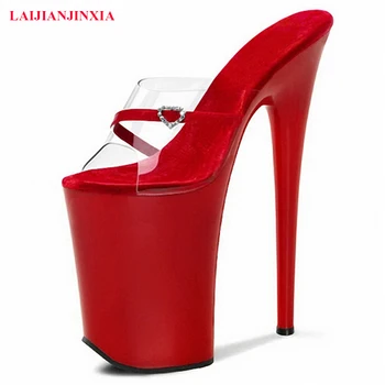 LAIJIANJINXIA/Нови Летни дамски чехли на висок ток, 23 см, Сандали-чехли на платформа, Чубрица обувки-лодка на платформата, Модельная обувки за Партита