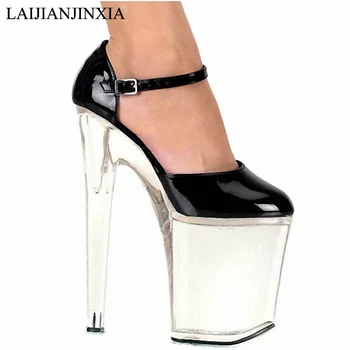 LAIJIANJINXIA/ Нови Пикантни женски обувки-лодка на висок ток 20 см и платформа За Нощен клуб, обувки-лодка за танци на един стълб, Сватбени обувки за танци