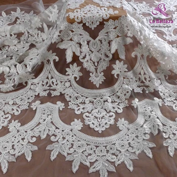 La Belleza 2020 НОВО ДАНТЕЛА, снежно бяла благородна лейси плат с пайети, лейси плат за сватбена рокля, двор 1