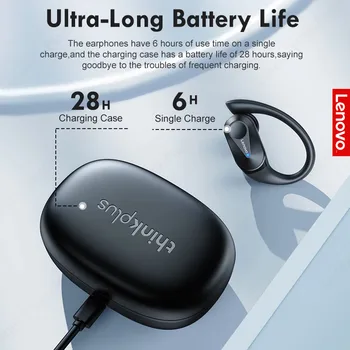 Lenovo 100% LP75 TWS Безжични Слушалки Спортни Bluetooth 5,3 Слушалки с Микрофони, Hi-Fi Стерео слушалки Интелигентно намаляване на шума
