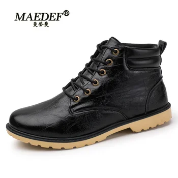 MAEDEF/Мъжки Кожени обувки, Класически мъжки Непромокаеми Обувки, Улични Туристически Обувки, Мъжки Мотоциклетни Ботуши Дантела, Мъжки Обувки за Инструменти
