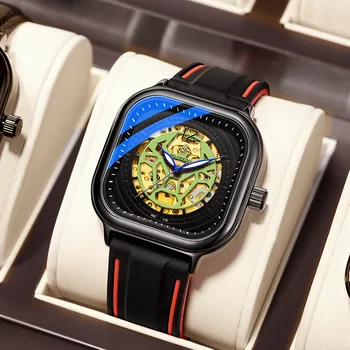 MG.ORKINA часовници 2021 нови мъжки Квадратни часовници мъжки кухи многофункционални автоматични механични часовници мъжки Ръчен часовник