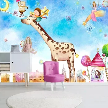 Milofi потребителски 3D тапети стенопис ръчно рисувана карикатура детска стая фон на стената дневна спалня декорация живопис wa