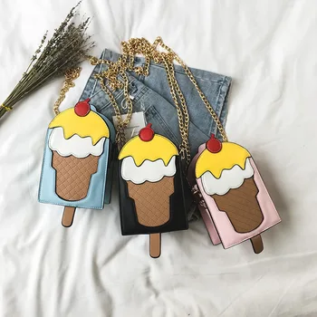 Natrugo Новост, дамски кожени чанти, индивидуалност, мини чанта през рамо във формата на сладолед, летни сладко чанта през рамо за телефон
