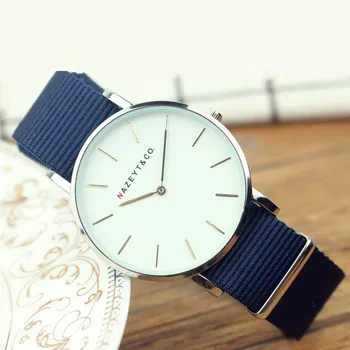 Nazeyt 2018 нови модни класически мъжки кварцов часовник студентски наградата 40 мм циферблат Тъмно син найлон ръчен часовник Reloj para hombres
