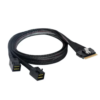 OCuLink PCIe PCI-Express СФФ-8654 76P до 2SFF-8643 SSD Активен кабел за пренос на данни от 50 см