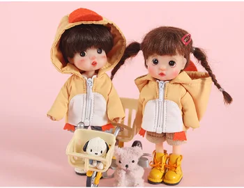 Ob11 кукла костюм 1/12 размер на GSC обикновена кукла кръгла Моли жълт памучен яке палто с цип, без шапки с памучна подплата аксесоари за кукли