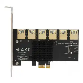 PCIE от 1 до 6 Странично Карта PCIE 1X Графично разширяване на USB3.0 Лесна инсталация Широко Съвместима Карта адаптер, PCIE от 1 до PCIE 6 гореща