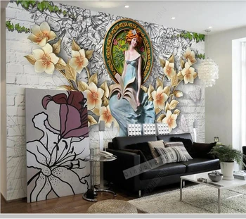 Papel de parede Nordic красотата ангел венец 3d релеф, 3d тапети на стенописите, хол телевизия стени спалня тапети начало декор