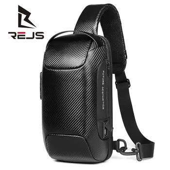 REJS Чанта-Месинджър Пътна Бизнес мъжка Чанта с USB зареждане, Нагрудная чанта Унисекс, Водоустойчива Чанта през Рамо, чанта за през рамо в твърдата обвивка