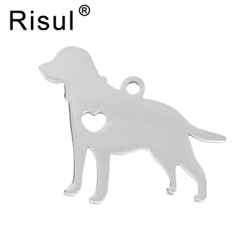 Risul обичам Кучето си Показалеца куче Висулка от неръждаема стомана сърцето кученце пет ID празен етикет за печат Огледален лак 10 бр.