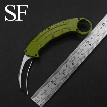 SF Открит OTF Оцеляване Двойно Действие Ятаган Sharp 440C Острието Алуминий Зелена Дръжка Къмпинг Приключение Кухня EDC Инструмент
