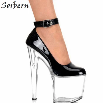 Sorbern 20 см Спайк глезена ремъци високи токчета на платформа дамски обувки голям размер жени обувки екзотични токчета травестит на токчета 