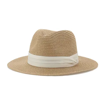 Straw Hat Summer Hats for Women Hats for Men Panama Solid Band Casual Luxury Black, Khaki Bucket Hat шапка дамски лятна панама