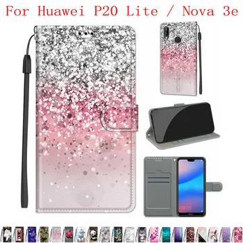 Sunjolly Калъф Huawei P20 Lite Nova 3д Чантата със Стойка Flip Калъф За Телефон от Изкуствена Кожа Калъф Калъф за Носене