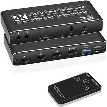 USB3.0 HDMI-съвместими видео заснемане с честота от 4 До 60 Hz за USB-заснемане на видео картата, ключ за излъчване на мача на живо с помощта на MICinput