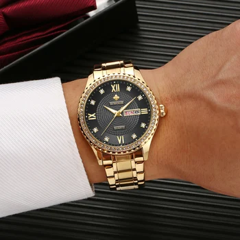 WWOOR 2022 Луксозни Златни Черни Мъжки Ръчен часовник Най-добрата Марка Diamond Мъжки Часовник с Класически Моден Кварцов Часовник От Неръждаема Стомана За Мъже