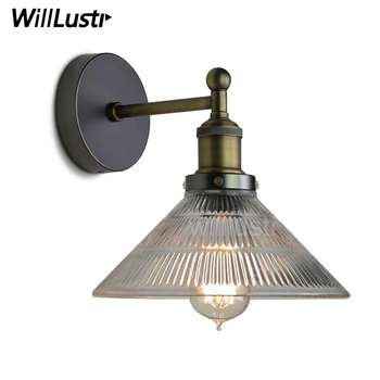 Willlustr пресована оребрена стъклена лампа, с монтиран на стената лампа, нощни хотел, ресторант, кафе бар лампа в стил loft стенни аплици осветление