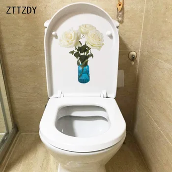 ZTTZDY 17,5*22,7 см Бяла Роза Креативна Стикер на Тоалетна, Стикер на стената в спалнята, Начало декор T2-0391