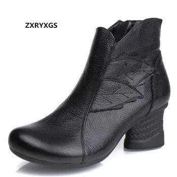 ZXRYXGS/Марка дамски обувки; Нови есенно-зимни обувки; колекция 2022 г.; елегантен модерен дамски обувки; обувки на висок ток, обувки от естествена кожа