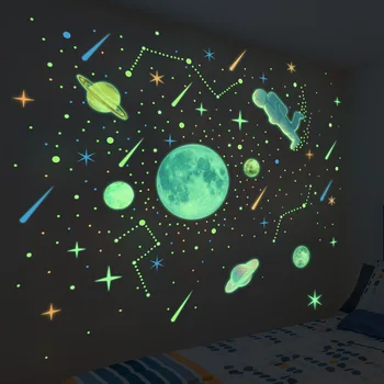 Zollor Светещ Вселената Звездното Небе Астронавт Стикер На Стената Спалня, Всекидневна, Детска стая, Креативни Стикери за Декорация