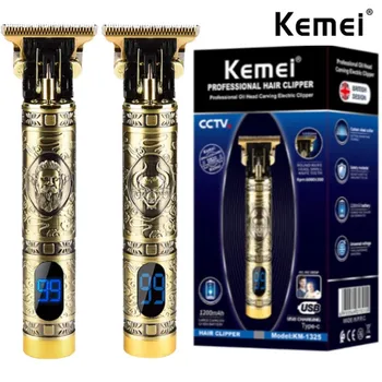 kemei 1325 pro електрически метален корпус тример за коса за мъже литиево-йонна метална машинка за оформяне на брада довършителни машина за подстригване на коса