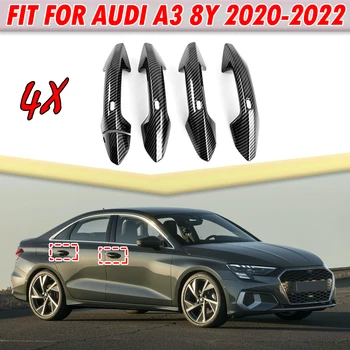 Автомобилен Стайлинг От Въглеродни влакна, Външна Врата копчето, Декорации с Пайети, защитни Капаци, Стикери За Audi A3 8Y A3L 2020 2021 2022