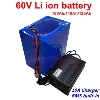 Акумулаторна литиева 60V 105Ah 110ah 120ah литиево-йонна батерия за электромобиля scootoer motorcycle golf cart + 10A Зарядно устройство