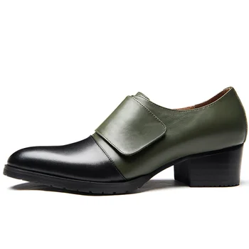Американски Размер, Модни мъжки обувки-Oxfords с остри пръсти и плетене на Ток от естествена кожа, 5 см, мъжки вечерни Сватбени обувки Four Seasons