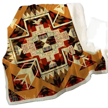 Ацтекское Югозападно Изложение Меко Фланелевое Одеяло Хипи Топъл Мек Светло На Западен Декор За Спалня, Вдъхновена От Американския Запад