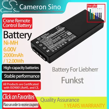 Батерия CameronSino за Liebherr Funkst Crane Батерия за Дистанционно Управление на 2000 mah/12,00 Wh 6,00 В Ni-MH Черен