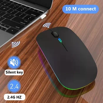 Безжична Мишка Bluetooth USB Компютърна Мишка Тиха Ергономична Мишка 2400 Dpi Оптична Mause Gamer Тиха Мишка За PC, Лаптоп