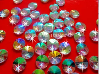 Безплатна доставка 14 мм, 150 бр прозрачен AB цветен пришивной през Цялата Акрилни мъниста crystal кристали аксесоар скъпоценен камък свободни мъниста