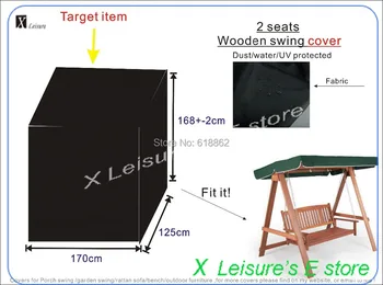 Безплатна доставка, 2-местен дървен калъф за стола-люлка, водоустойчив капак. W170xD125xH168cm Калъф за мебели със защита от ултравиолетови лъчи.