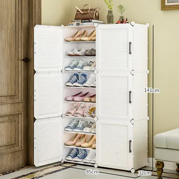 Бели пластмасови Шкафове за Обувки Вертикален дизайн на входа на килера за обувки шкаф обувки на открито преносими с Врата, шкафове живеят на Стаите в Schoenenkasten