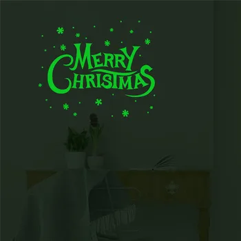 Весела Коледа Светещи Стикери Коледни Украси от PVC Английски Букви, Вечерни Аксесоари честита Нова Година Навидад Начало Декор