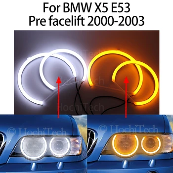 Влакче в увеселителен парк Памук LED Светлина Очите на Ангел Двоен Бял Амбър за BMW X5 E53 Предварително Лифтинг 2000 2001 2002 2003